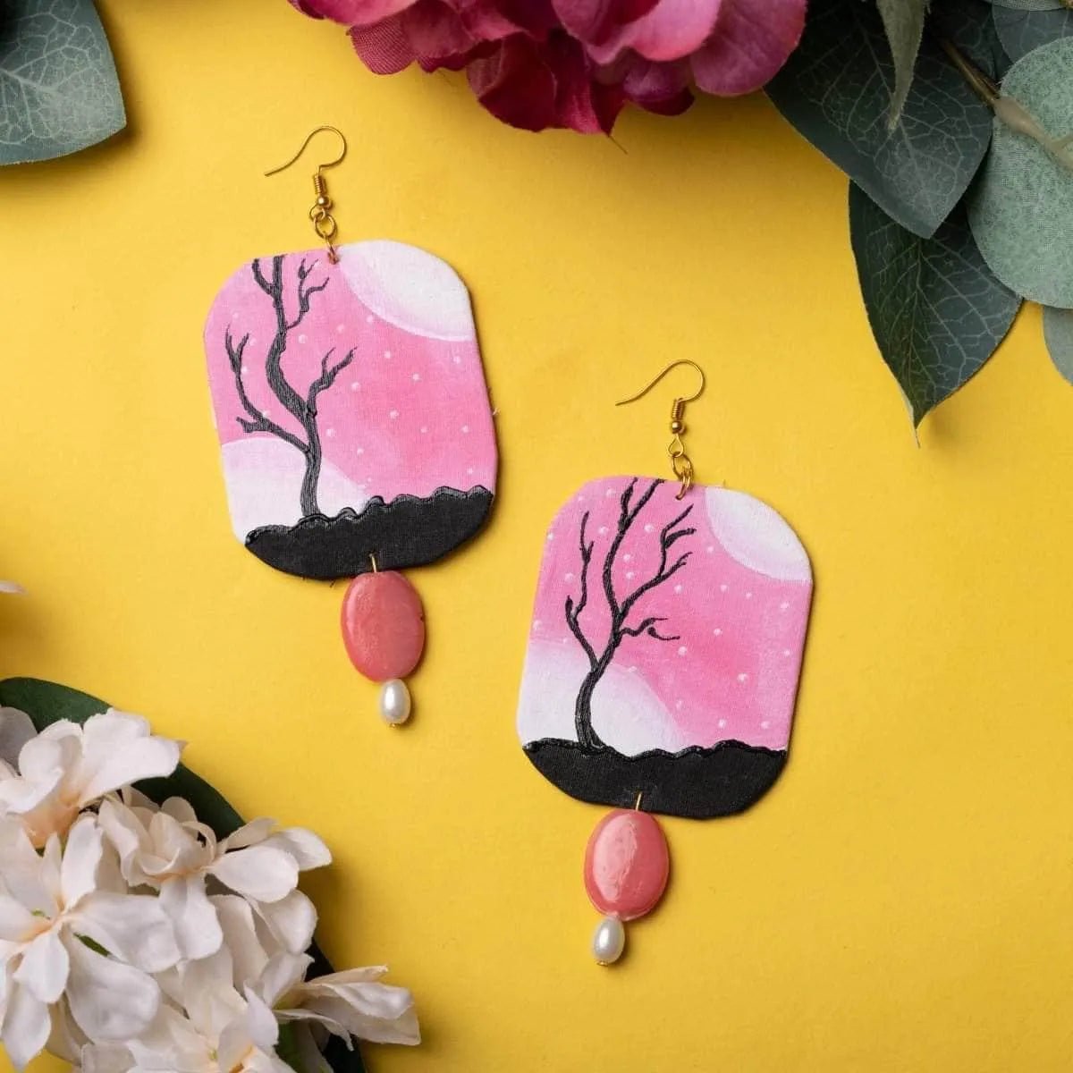 Moonlit Traditional Multi Color Hand Painted Drop (Earrings) HP - ER - 136 - KHOJ.CITY