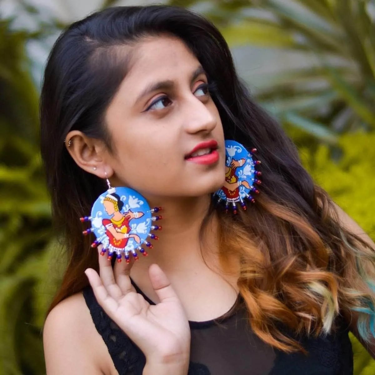 Natyam Traditional Multi Color Hand Painted Drop (Earrings) HP - ER - 143 - KHOJ.CITY