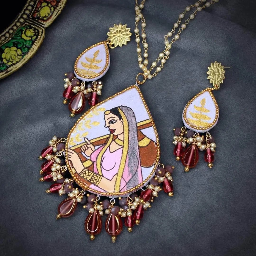 Nishant Classic Lavender Hand Painted (Necklace Set) HP - NP - 159 - KHOJ.CITY