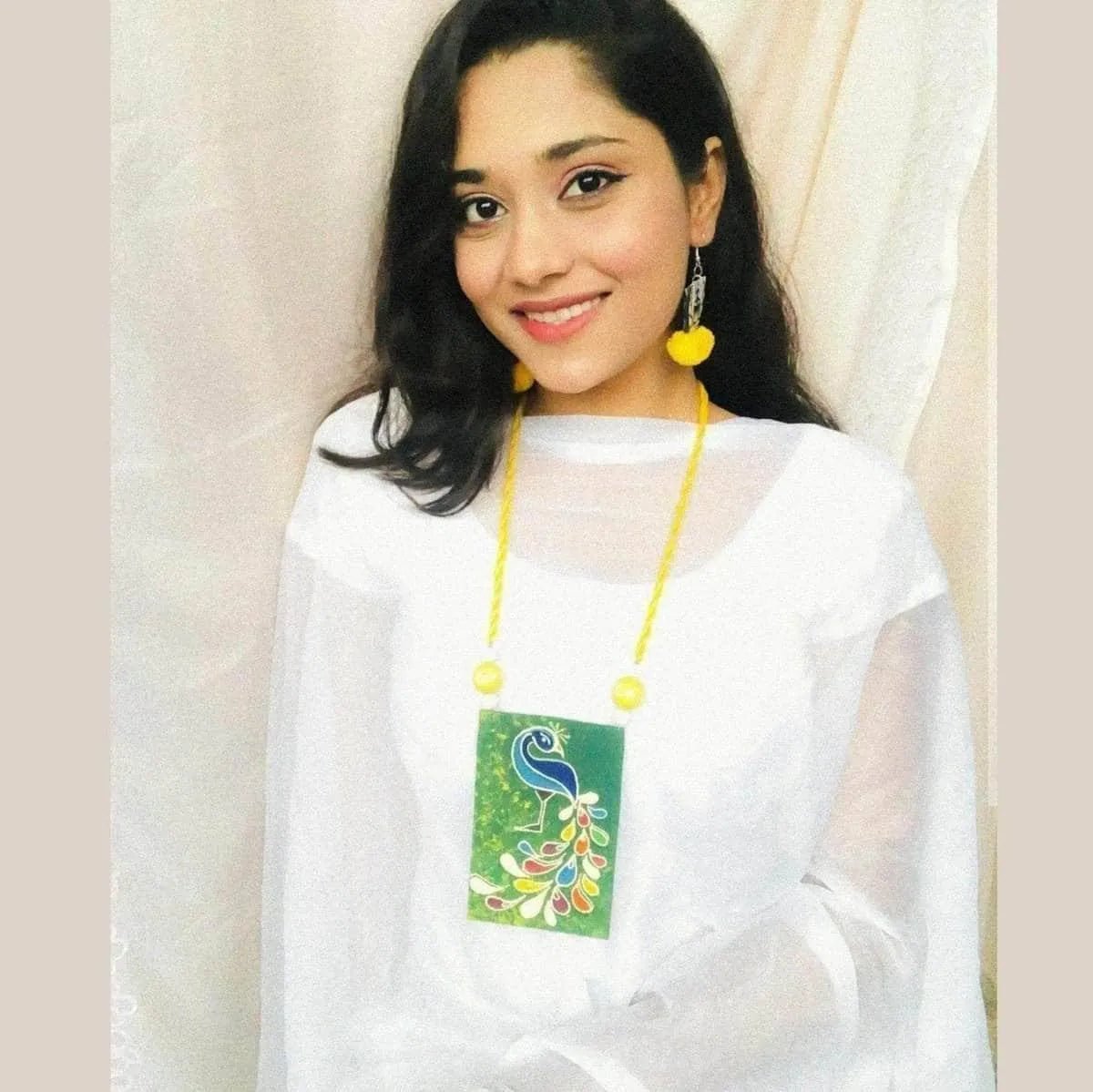 Perched Peafowl Classic Multi Color Hand Painted (Necklace Set) HP - NP - 084 - KHOJ.CITY