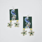 Perched Peafowl Handpainted Multi Color (Earrings) - KHOJ.CITY