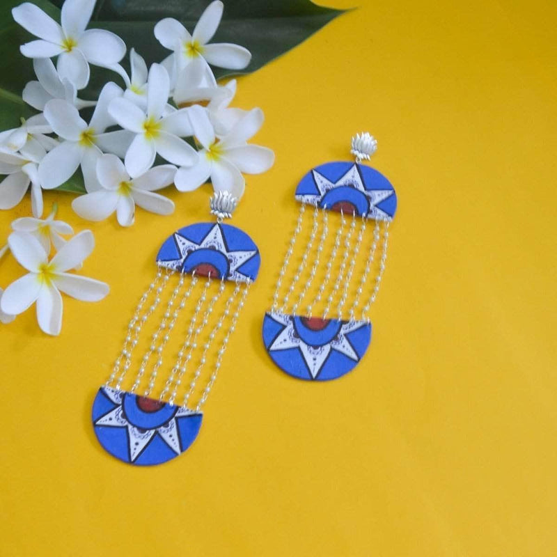 Purnama Handpainted Blue (Earrings) - KHOJ.CITY