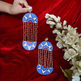 Purnama Handpainted Blue (Earrings) - KHOJ.CITY