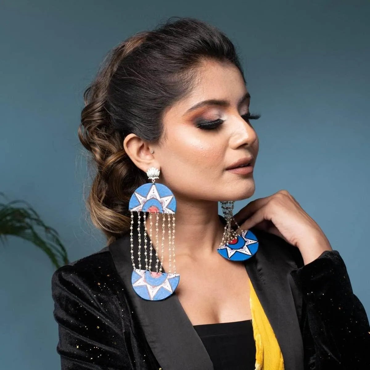Purnama Traditional Multi Color Hand Painted Drop (Earrings) HP - ER - 164 - KHOJ.CITY