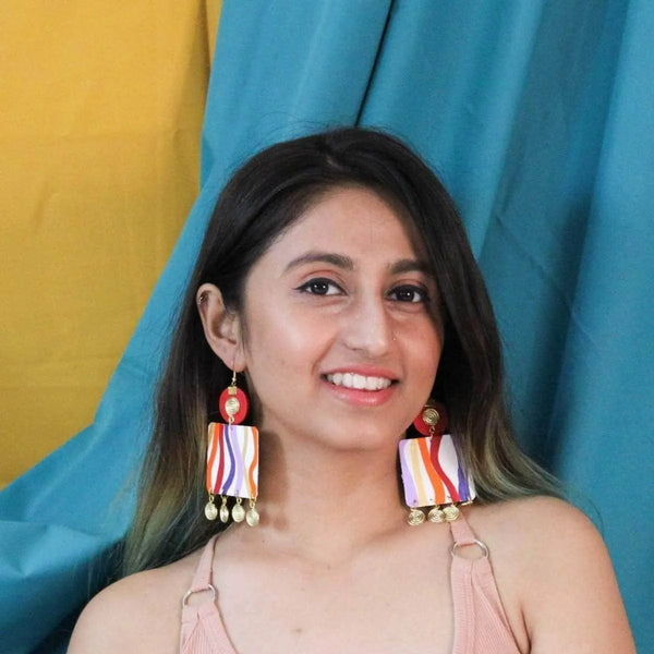 Rangeen Handpainted Multi Colour (Earrings) - KHOJ.CITY