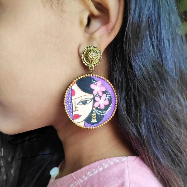 Rudrama Handpainted Purple (Earrings) - KHOJ.CITY