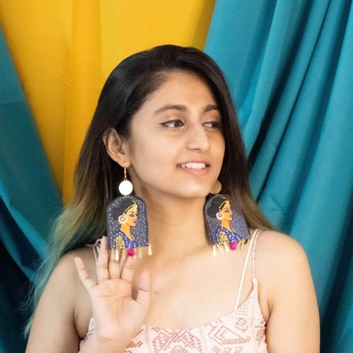 Saundarya Traditional Multi Color Hand Painted Drop (Earrings) HP - ER - 177 - KHOJ.CITY