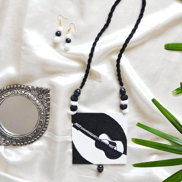 Shadow Tunes Handpainted White (Necklace) set - KHOJ.CITY