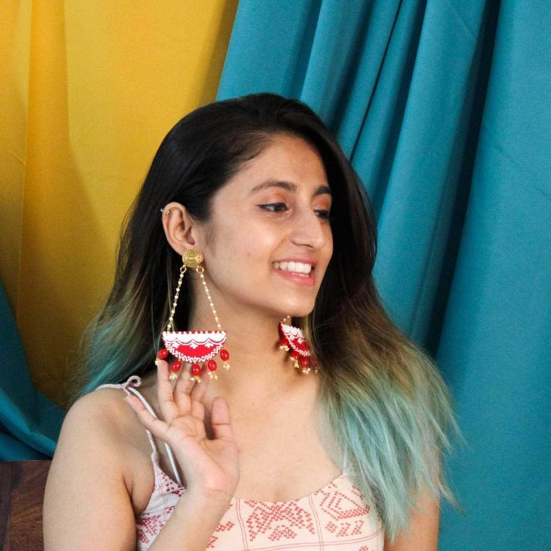 Shingar Classy Handpainted Red (Earrings) - KHOJ.CITY