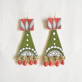 Sorrel Handpainted Green (Earrings) - KHOJ.CITY