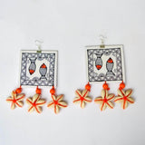 Surmayi Handpainted White (Earrings) - KHOJ.CITY