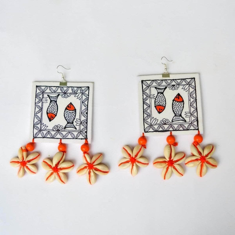 Surmayi Handpainted White (Earrings) - KHOJ.CITY