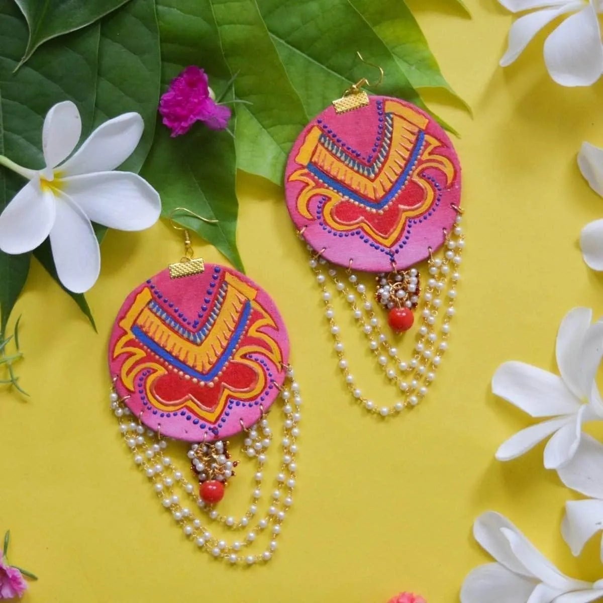 Ucchal Traditional Multi Color Hand Painted Drop (Earrings) HP - ER - 190 - KHOJ.CITY