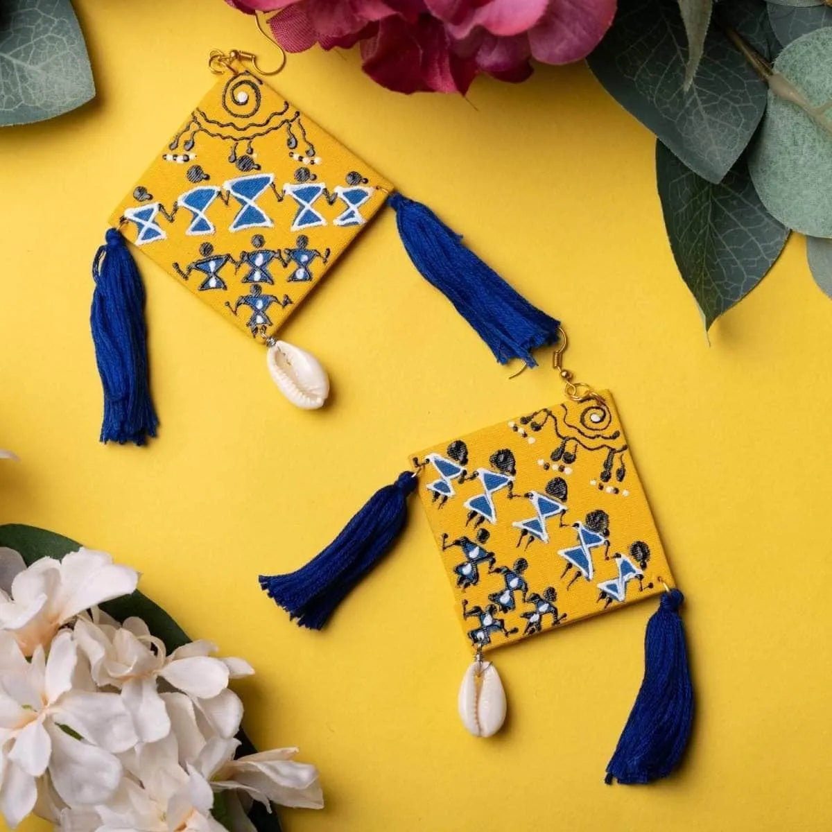 Unison Traditional Multi Color Hand Painted Drop (Earrings) HP - ER - 191 - KHOJ.CITY