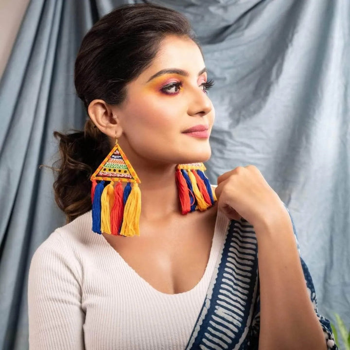 Valley Warli Modern Multi Color Hand Painted Drop (Earrings) HP-ER-197