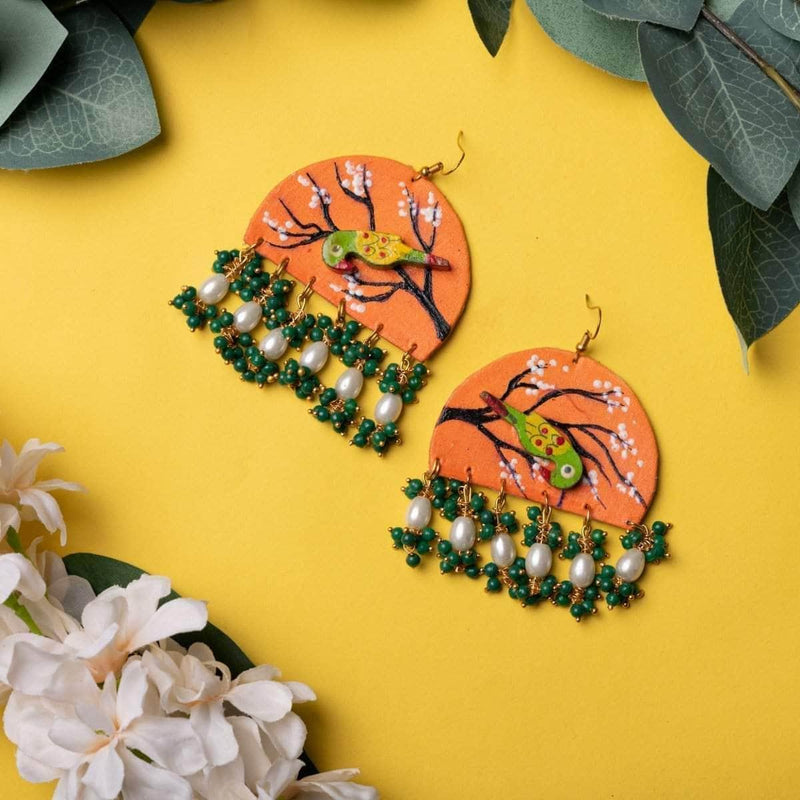 Vasanta Handpainted Orange (Earrings) - KHOJ.CITY