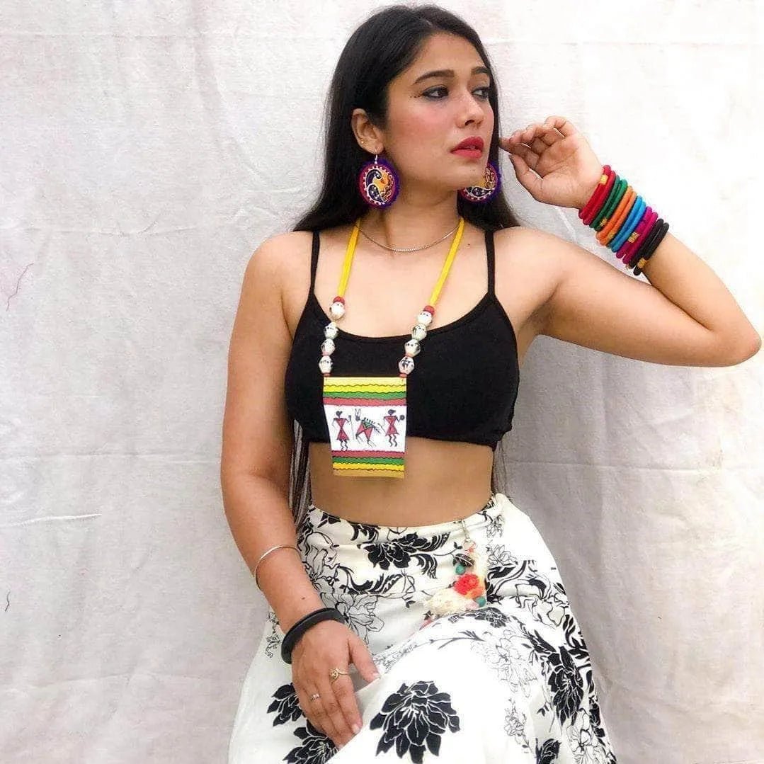 Warli Classic Multi Color Hand Painted (Necklace) HP - NP - 134 - KHOJ.CITY