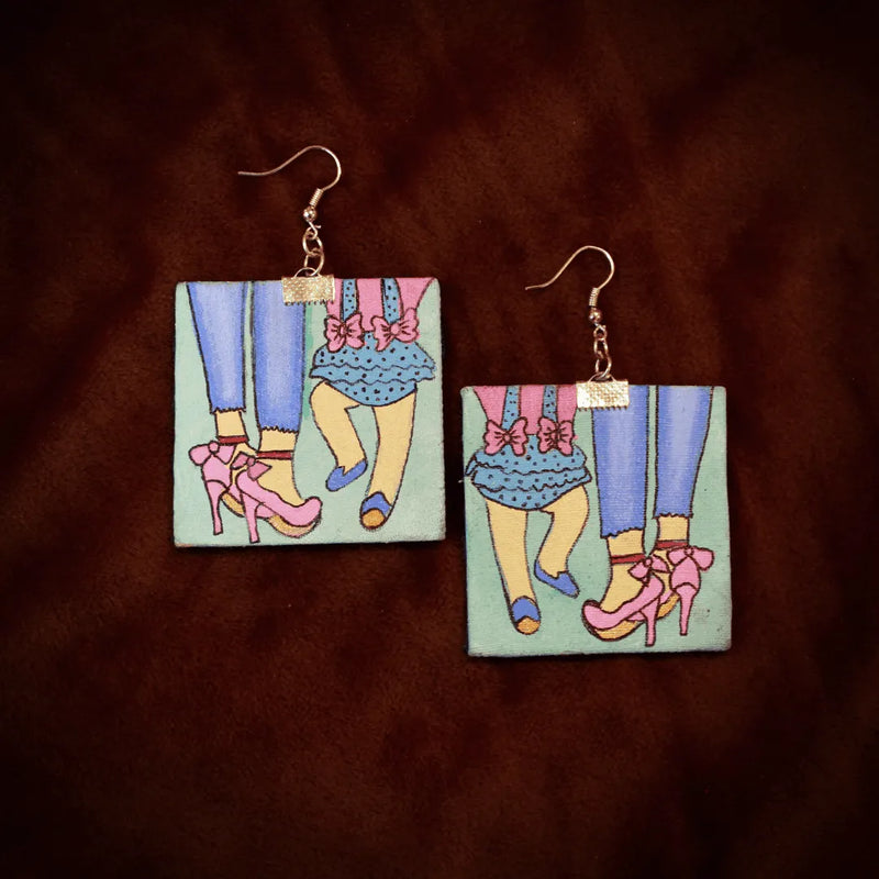 Working Mom Handpainted Multi Color Earrings - KHOJ.CITY