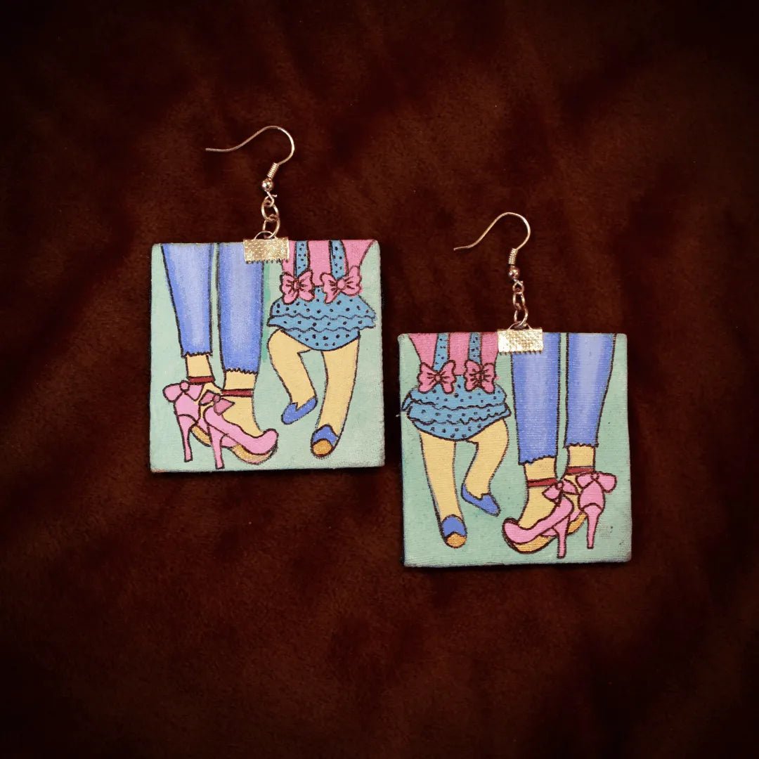 Working Mom Traditional Multi Color Hand Painted Drop (Earrings) HP - ER - 201 - KHOJ.CITY