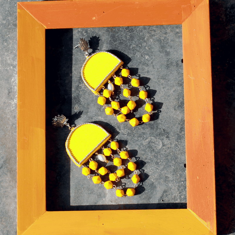 Yellow Dome Handcrafted (Earrings) - KHOJ.CITY