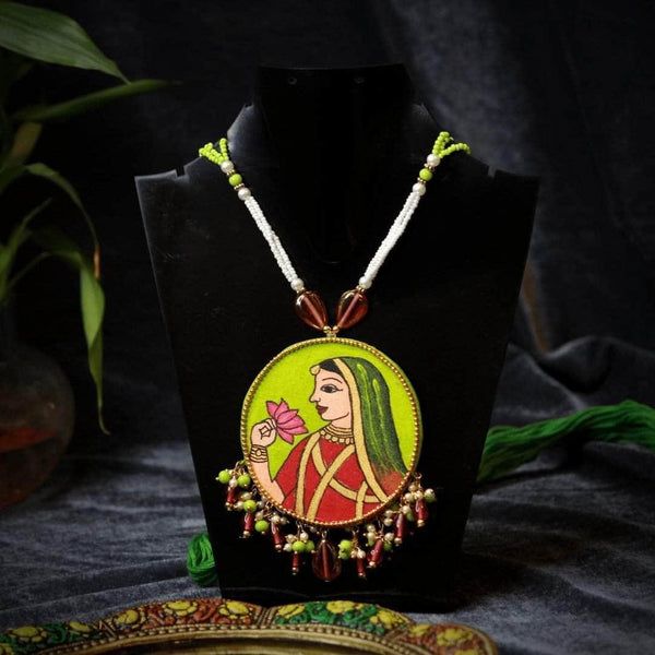 Zamani Handpainted Green and Red (Necklace) - KHOJ.CITY